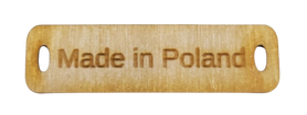 Naszywka drewniana / metka MADE IN POLAND 4,2 cm x 1,2 cm