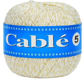 Cable 5 kolor biały ze złotą nitką 001-G
