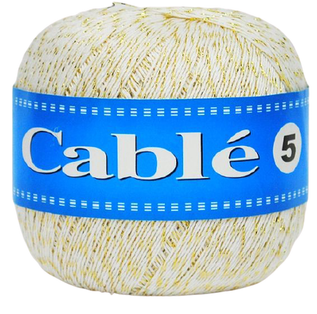 Cable 5 kolor biały ze złotą nitką 001-G (1)