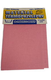 Materiał Termoprzylepny bawełniany 11 x 44 cm kolor różowy