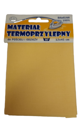 Materiał Termoprzylepny bawełniany 12 x 45 cm kolor żółty (1)