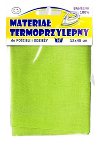 Materiał Termoprzylepny bawełniany 12 x 45 cm kolor zielony