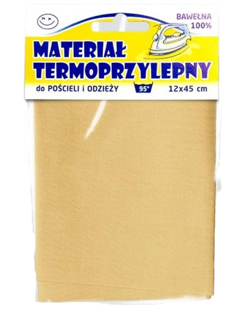 Materiał Termoprzylepny bawełniany 12 x 45 cm kolor biszkopt (1)