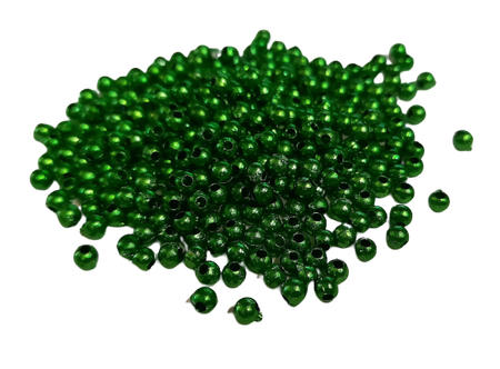Koraliki  metalizowane Ø 2 mm kolor zielony ok. 5 g (1)