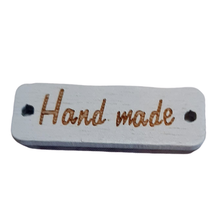 Guzik / metka ozdobny drewniany HAND MADE kolor biały (1)