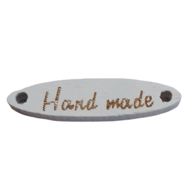 Guzik / metka ozdobny drewniany HAND MADE kolor biały
