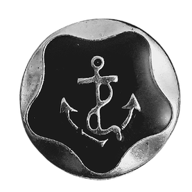 Guzik Ø 25 mm kotwica kolor czarny ze srebrnym