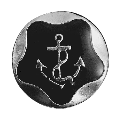Guzik Ø 25 mm kotwica kolor czarny ze srebrnym (1)