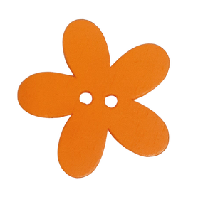 Guzik drewniany 25 mm x 25 mm kwiatek kolor pomarańczowy