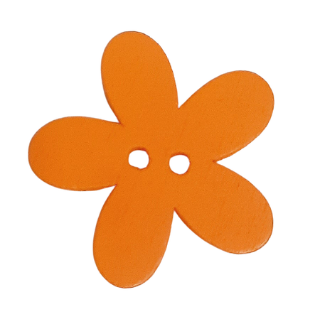 Guzik drewniany 25 mm x 25 mm kwiatek kolor pomarańczowy (1)