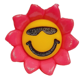 Guzik Ø 18 mm kwiatek uśmiech kolor różowo żółty