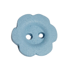 Guzik drewniany 15 mm x 15 mm kwiatek kolor niebieski