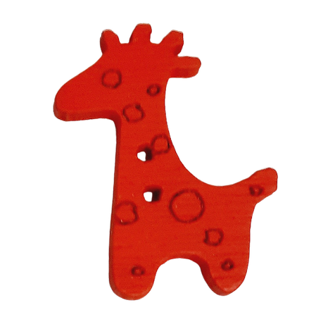 Guzik drewniany 25 mm x 20 mm żyrafa kolor czerwony (1)