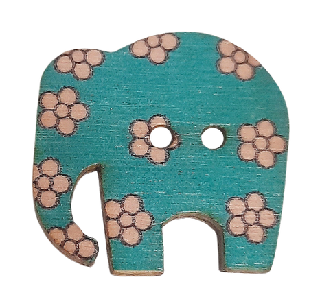 Guzik drewniany 30 mm x 28 mm słonik kolor niebieski (1)