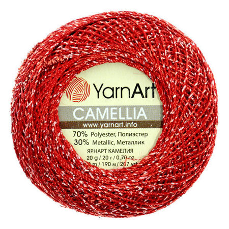 YarnArt Camellia kolor czerwony/srebrny 416 (1)