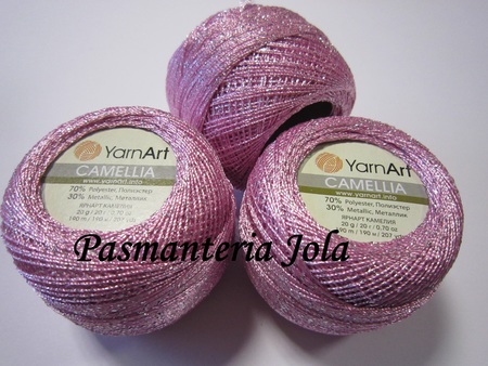 YarnArt Camellia kolor różowy/srebrny 415 (1)