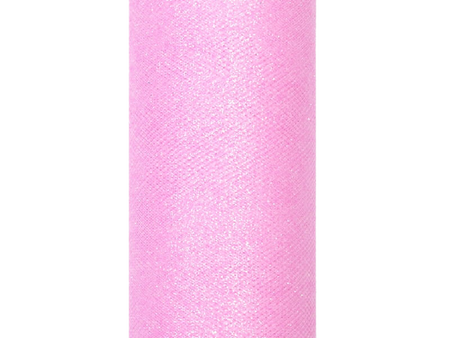 Tiul dekoracyjny z brokatem 15cm/9M RÓŻOWY (1)