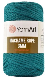 Sznurek YarnArt Macrame Rope 3mm kolor CIEMNY TURKUS 789