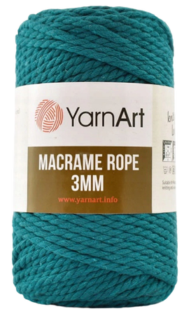 Sznurek YarnArt Macrame Rope 3mm kolor CIEMNY TURKUS 789 (1)