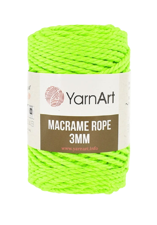 Sznurek YarnArt Macrame Rope 3mm kolor NEON ZIELONY 801 (1)